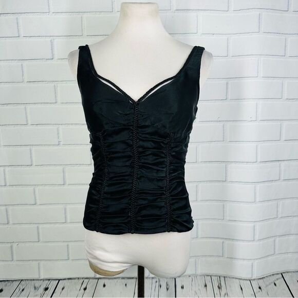 Elie Tahari Black Satin Corset Style Tank - Size Medium - Picture 1 of 11